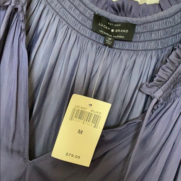 NWT SATIN LUCKY BRAND PEASANT TOP - Picture 3 of 5